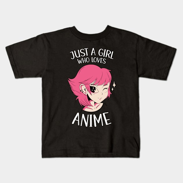 Just A Girl Who Loves Anime Kids T-Shirt by OnepixArt